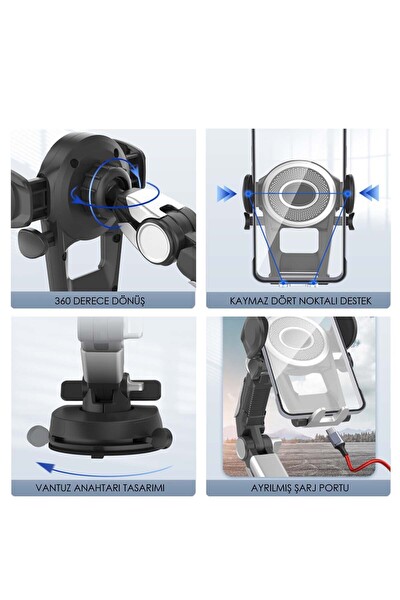 Mega Oto Market Vantuzlu Ayarlanabilir Numaratörlü Telefon Tutucu