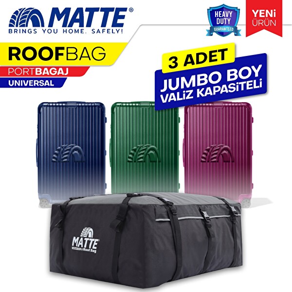 Matte Araç Üstü Tavan Çantası Yeni Nesil 350 Litre Portbagaj