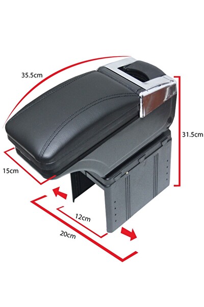 Mega Oto Market Universal Sürgülü Her Araca Uygun Siyah Kolçak Kol Dayama