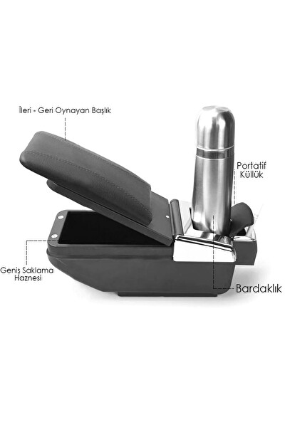 Mega Oto Market Universal Sürgülü Her Araca Uygun Siyah Kolçak Kol Dayama