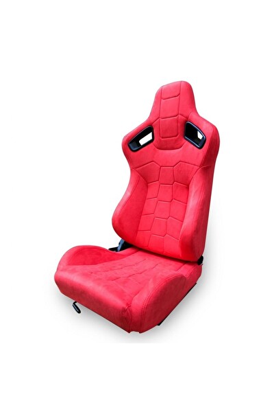 Mega Oto Market Spor Koltuk Recaro Model Alcantara Kırmızı 1 Takım 2 Adet