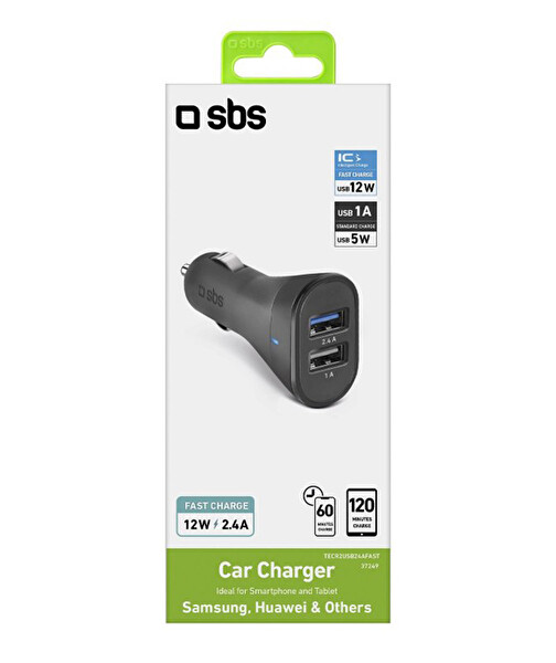 SBS Araç Şarj Cihazı - 2 USB Outputs-2.4 A Hızlı Şarj