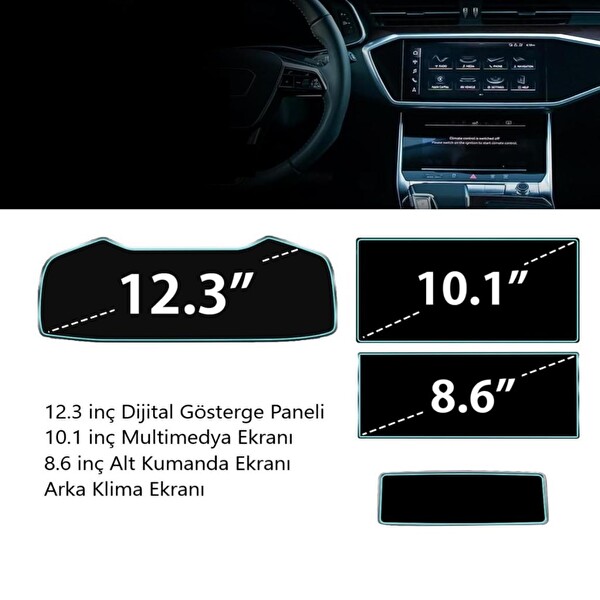 Engo Audi A6 Mat Ekran Koruyucu Multimedya Kumanda Gösterge Klima