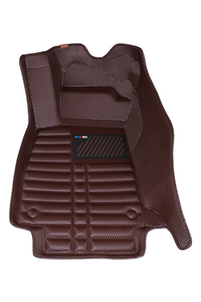 Mega Oto Market Audi A6 2002-2018 İle Uyumlu Dikişsiz (Press) Kahverengi 5D Deri Havuzlu Paspas