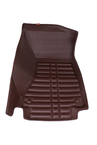 Mega Oto Market Audi A6 2002-2018 İle Uyumlu Dikişsiz (Press) Kahverengi 5D Deri Havuzlu Paspas