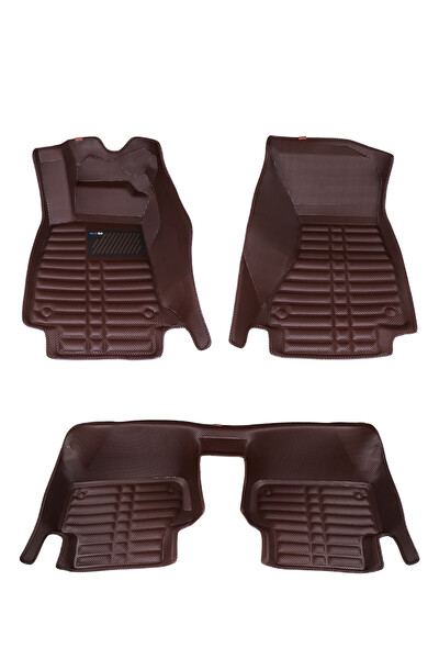 Mega Oto Market Audi A6 2002-2018 İle Uyumlu Dikişsiz (Press) Kahverengi 5D Deri Havuzlu Paspas