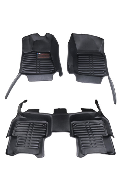 Mega Oto Market Audi Q7 2015-2020 İle Uyumlu Dikişsiz (Press) Siyah 5D Deri Havuzlu Paspas