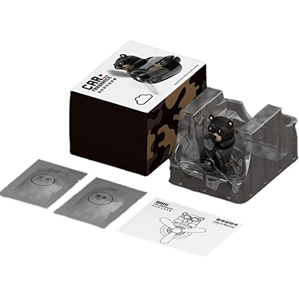 Mega Oto Market Pervaneli Siyah Klima Süsü Oto Koku Klipsi Sallanan Başlı Pilot Siyah Ayı Araba Hava Ferahlatıcı Maskot