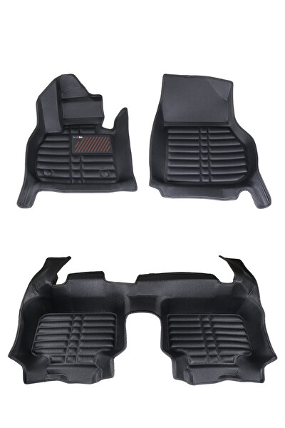 Mega Oto Market Mini Countryman 2017-2023 İle Uyumlu Dikişsiz (Press) Siyah 5D Deri Havuzlu Paspas