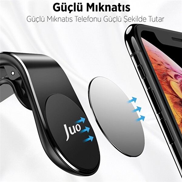 Juo Havalandırma Izgarası İçin Manyetik Mıknatıslı Telefon Tutucu + 2 Adet Manyetik Plaka