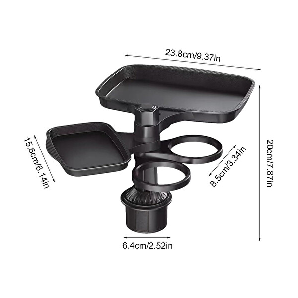 Mega Oto Market 360 Derece Bardak Tutucu ve Döner Tabla 4'ü 1 Arada Çok Amaçlı Bardaklık