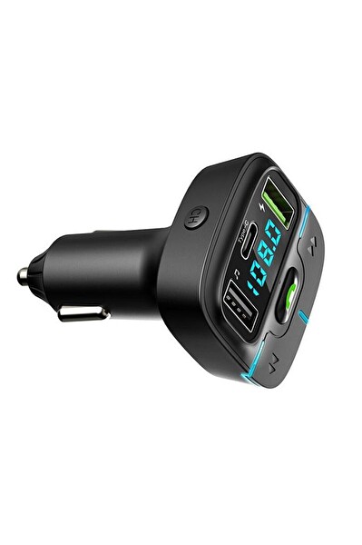 PDAteknoloji F9 Araç FM Transmitter 5.3 Bluetooth Araç Kiti USB Type-C Hızlı Şarj Çıkışlı Çakmaklık Girişli