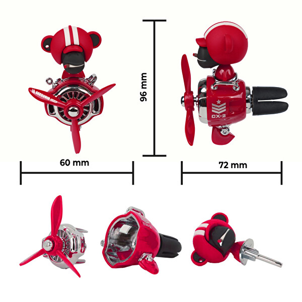 Mega Oto Market Pervaneli Klima Süsü Oto Koku Klipsi Sallanan Başlı Pilot Gorilla Araba Hava Ferahlatıcı Kırmızı