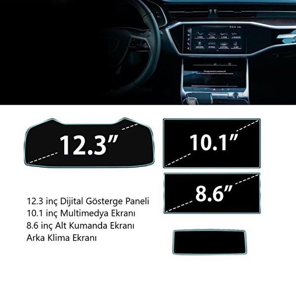 Engo Audi A7 Ekran Koruyucu Set Multimedya Kumanda Gösterge Klima