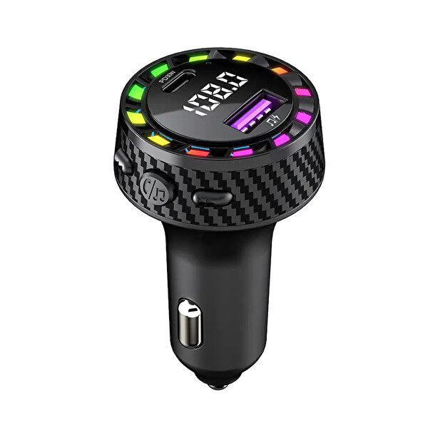 Mega Oto Market RGB Işıklı 5.3 Bluetoothlu 30W USB Type-C Hızlı Şarjlı Araç Kiti - MP3 Çalar, Eller Serbest Modlu