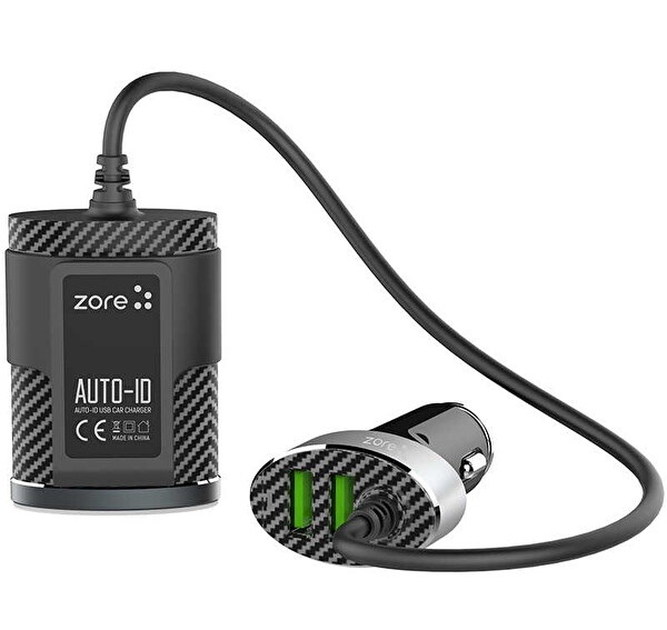 Zore ZR-C502 2+2 Araç Şarj Seti 4 Telefonu Aynı Anda Şarj Edebilir