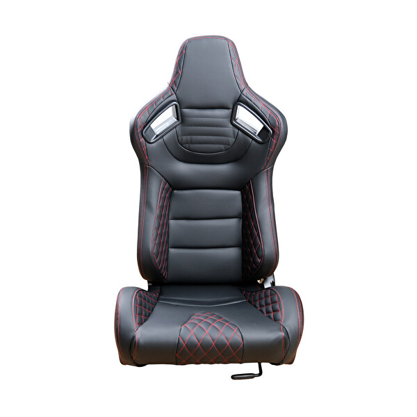 Mega Oto Market Recaro Model Deri Oto Yarış Koltuğu Siyah Spor Koltuk Takımı 2'li Set JBR1053