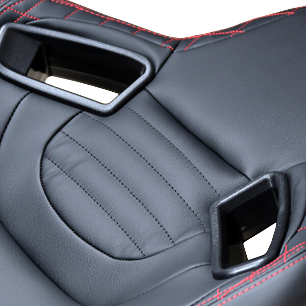 Mega Oto Market Recaro Model Deri Oto Yarış Koltuğu Siyah Spor Koltuk Takımı 2'li Set JBR1053