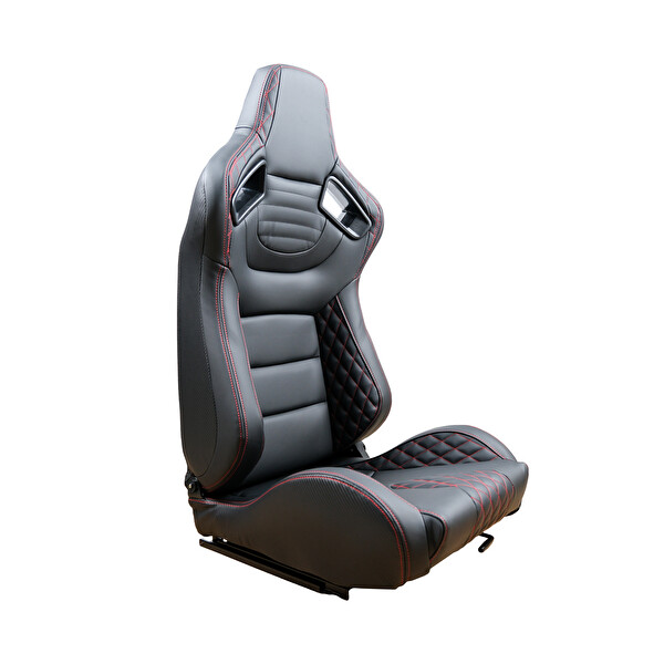 Mega Oto Market Recaro Model Deri Oto Yarış Koltuğu Siyah Spor Koltuk Takımı 2'li Set JBR1053