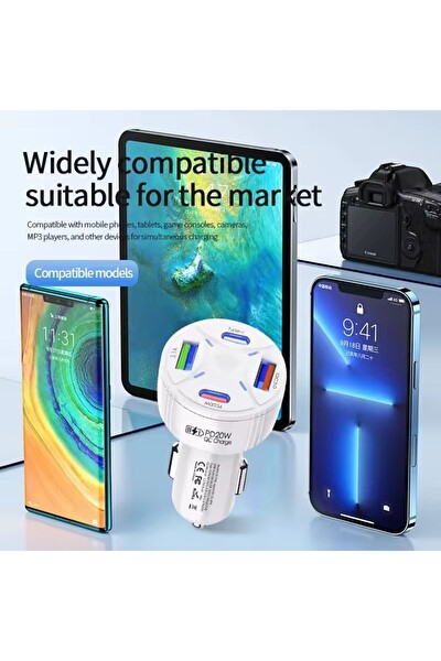 Zuidid P48 4 in 1 PD20W - QC3.0 Hızlı Şarj Başlığı Uyumlu Araç İçi Çakmaklık