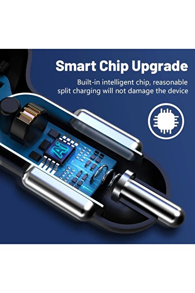 Zuidid LED Dijital Ekranlı 2 USB - 2 Type-C Portlu Beyaz Hızlı Araç Şarjı