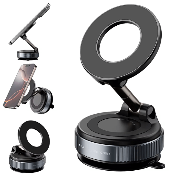 ScHitec X68 Araç İçi Manyetik 360 Derece Vakumlu Kilitli Telefon Tutucu