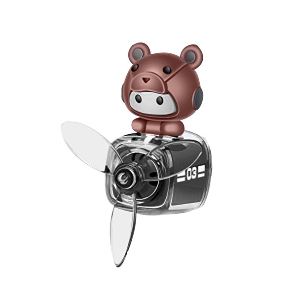 Mega Oto Market Pervaneli Klima Süsü Oto Koku Klipsi Siyah Uçaklı Kahverengi Pilot Hava Ferahlatıcı Maskot