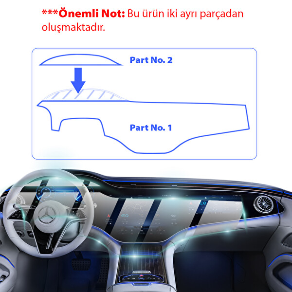 IPG Mercedes 2024 EQS 450-580 Mbux Hyperscreen 2 Parça İçin ProActive Ekran Koruyucu