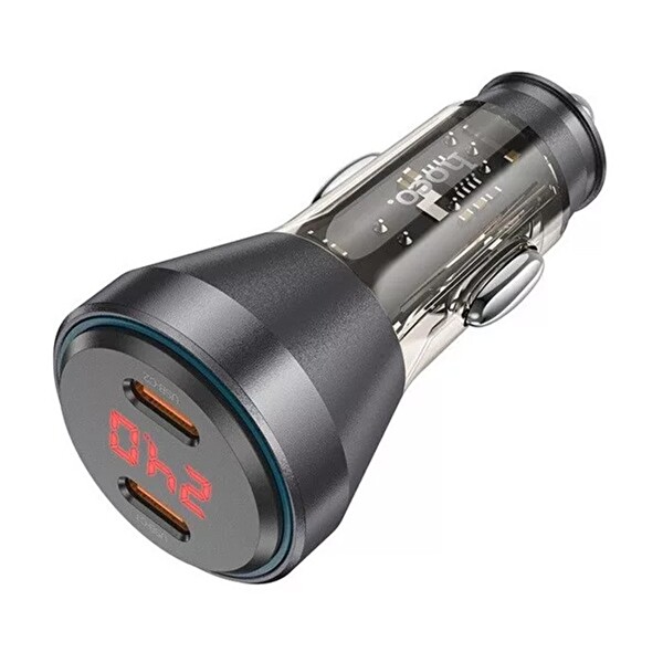 Hoco NZ12C Graceful PD60W 2 Type-C Girişli Araç Çakmaklı Hızlı Araç İçi Şarj Aleti