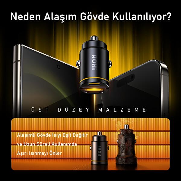 Aohi Superauto 45W Araç İçi Şarjı Kendinden Soğutmalı Telefon Tutucu