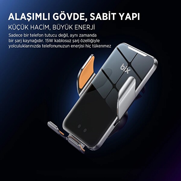 Bix BXCH9 MagSafe Özellikli 15W Kablosuz Hızlı Şarj Destekli 360 Dönebilen Metal Araç İçi Telefon Tutucu