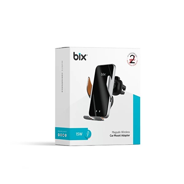 Bix BXCH9 MagSafe Özellikli 15W Kablosuz Hızlı Şarj Destekli 360 Dönebilen Metal Araç İçi Telefon Tutucu