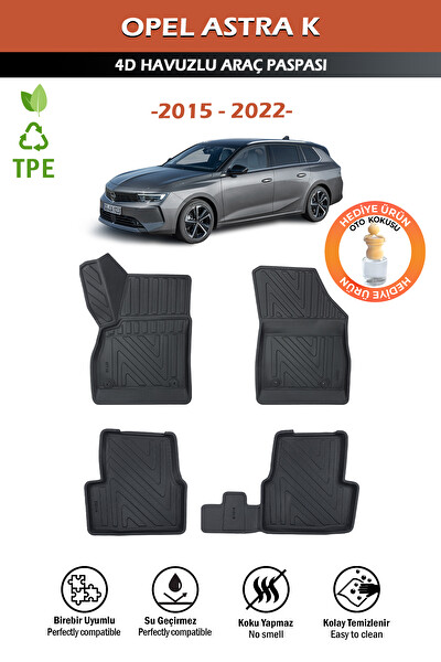 Pikas Havuzlu 3D Siyah Paspas Takımı - Opel Astra K 2015-2022 Arası 3D Havuzlu Paspas