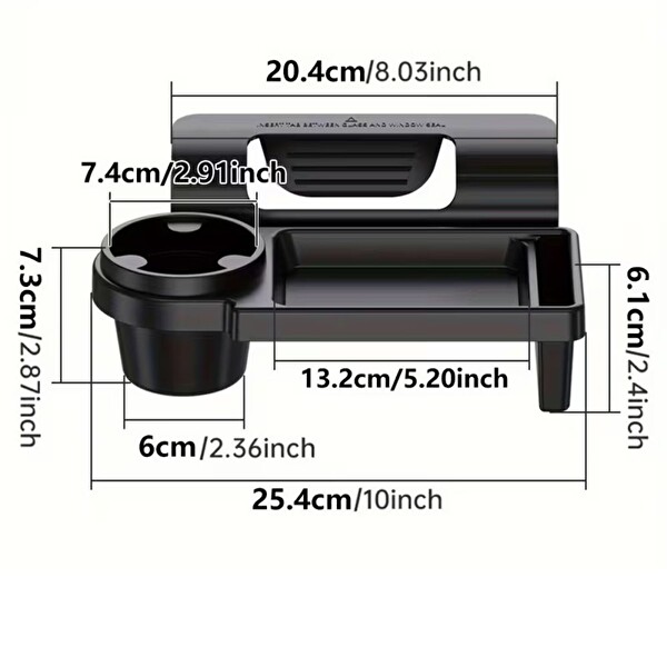 ScHitec Cup Holder Oto Araç İçi Bardaklık Çok Amaçlı Organizer Telefon Tutucu Saklama Kutusu Siyah
