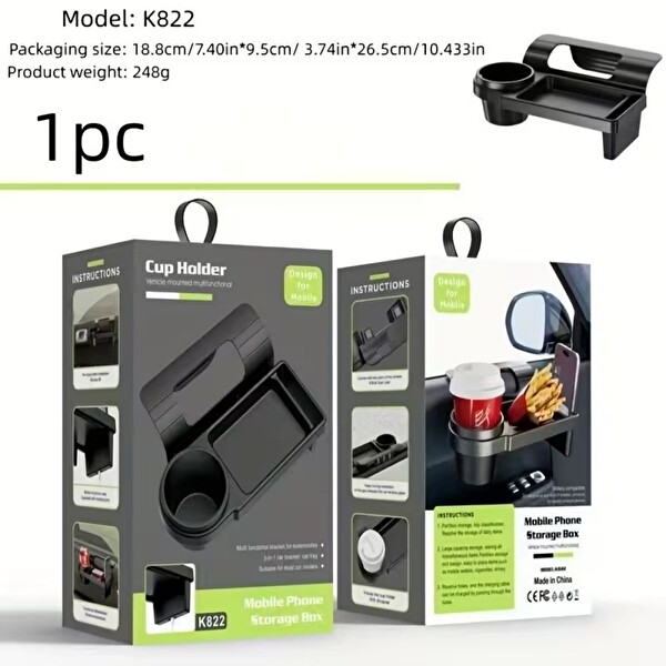 ScHitec Cup Holder Oto Araç İçi Bardaklık Çok Amaçlı Organizer Telefon Tutucu Saklama Kutusu Siyah