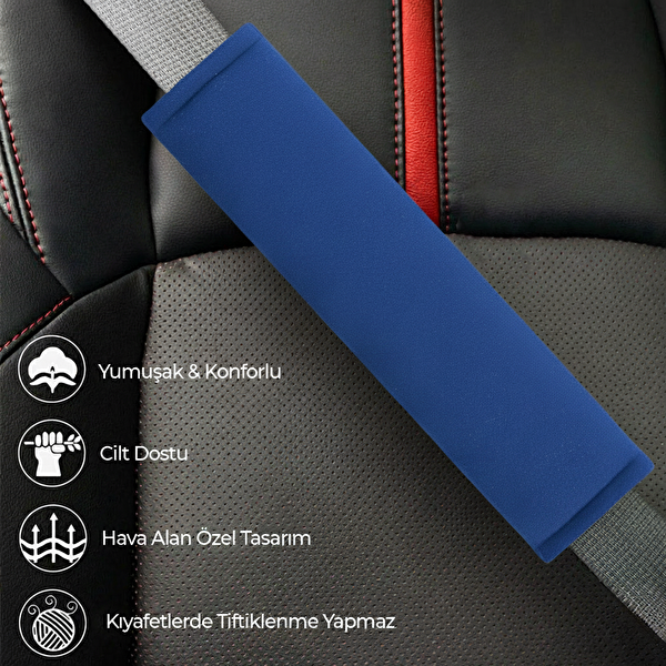 Mega Oto Market Yumuşak Emniyet Kemer Kılıfı Çift Takım Mavi