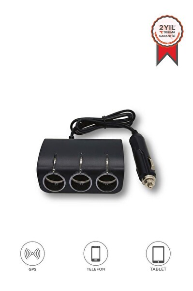 Torima G24 Üçlü LED Soketli Araç Şarj Cihazı 120W Siyah