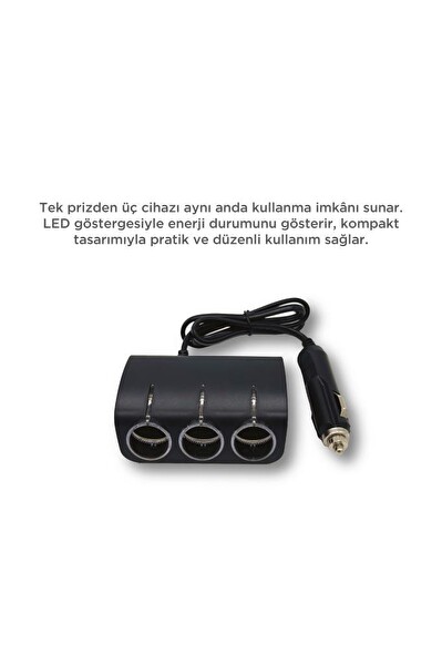 Torima G24 Üçlü LED Soketli Araç Şarj Cihazı 120W Siyah