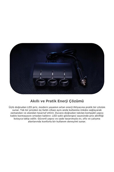 Torima G24 Üçlü LED Soketli Araç Şarj Cihazı 120W Siyah