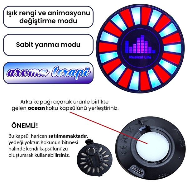 Upway Sese Duyarlı Şarjlı Animasyonlu Ritim Lambası