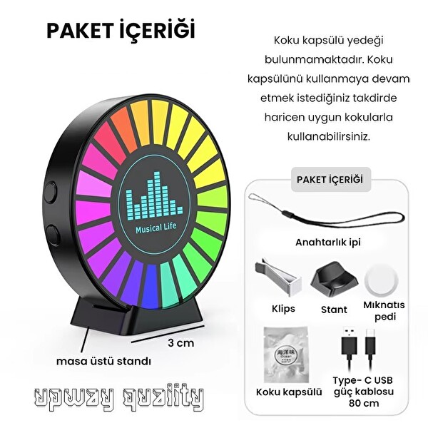 Upway Sese Duyarlı Şarjlı Animasyonlu Ritim Lambası