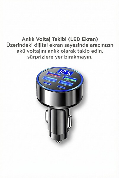 Başkenttekno G19 Süper Hızlı 66W 6 Girişli 2 Type-C - 4 Usb Girişli Araç Şarj Başlığı