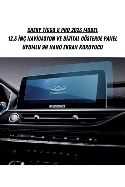 Uniqanatolia Chery Tiggo8 Pro 2023 Navigasyon ve Digital Gösterge Panel Uyumlu Nano Ekran Koruyucu