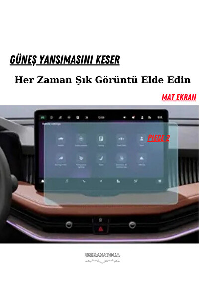 Uniqanatolia Skoda Superb 2024 Hayalet Ekran ve Multimedya Uyumlu Set Mat Ekran Koruyucu