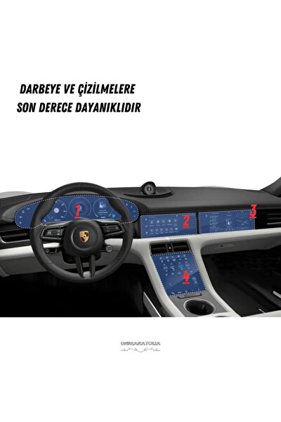 Uniqanatolia Porsche Taycan 4S Navigasyon Gösterge ve Bilgi Ekran Uyumlu Bütün Set Nano Ekran Koruyucu