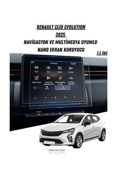 Uniqanatolia Renault Clio Evolution 2025 Navigasyon ve Multimedya Uyumlu Nano Ekran Koruyucu