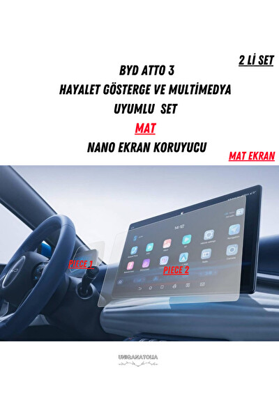 Uniqanatolia BYD Atto 3 Hayalet Gösterge ve Multimedya Uyumlu Mat Ekran Koruyucu