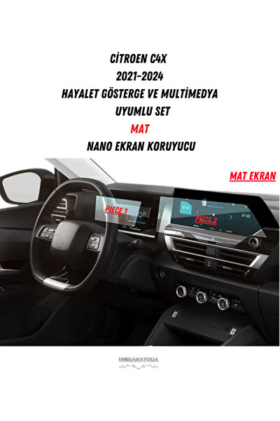 Uniqanatolia Citroen C4X 2021- 2024 Hayalet Gösterge ve Multimedya Uyumlu Mat Ekran Koruyucu