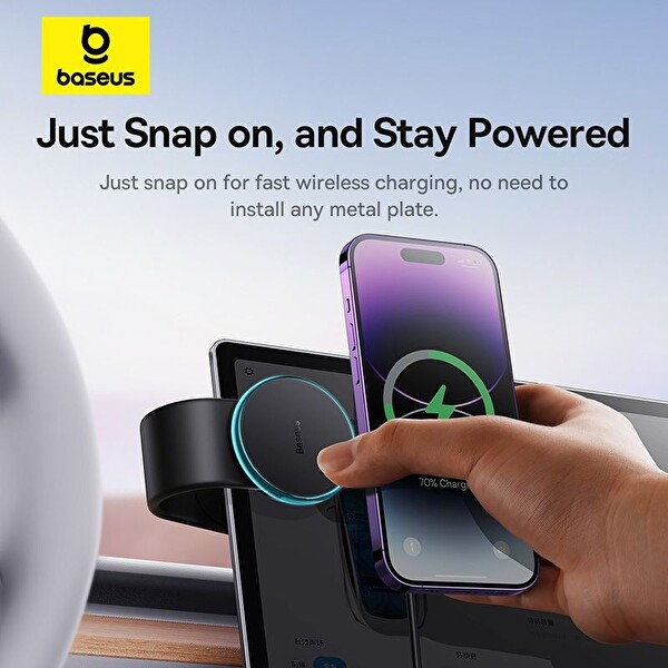Baseus C02 Pro Kablosuz Araç Şarj Cihazı 15W 1.67W Siyah