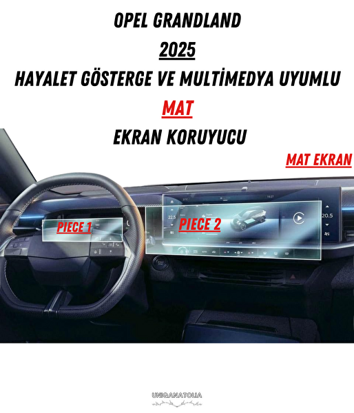 Uniqanatolia Opel Grandland 2025 Hayalet Gösterge ve Multimedya Uyumlu Mat Ekran Koruyucu